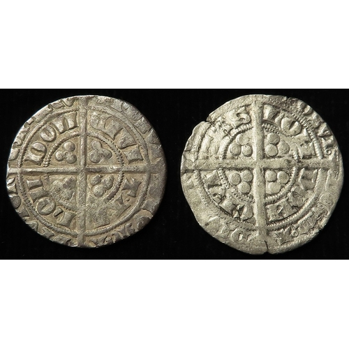 429 - Edward III Pre-Treaty silver Groats (2): Series C, mm. cross 1, 3.68g, S.1565, short of flan/clipped... 