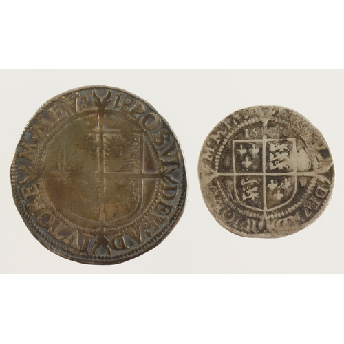 443 - Elizabeth I hammered silver (2): Shilling 1601 (mm. 1) S.2584, 5.59g, bold legends, weak centres; an... 