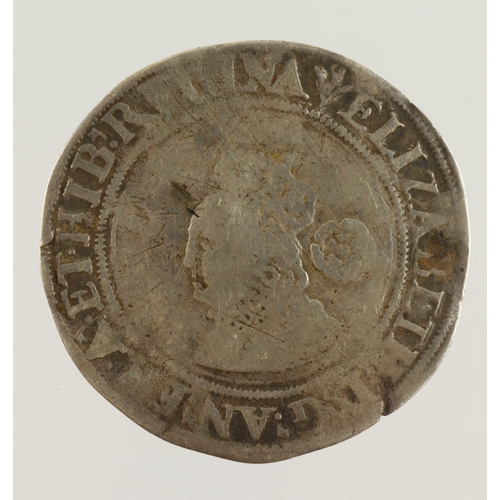 448 - Elizabeth I hammered silver Sixpence 1561 mm. pheon, large flan, small bust, S.2560, 2.61g, Fine, li... 