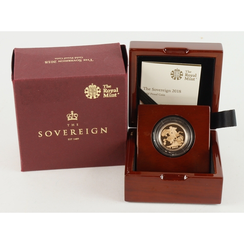 45 - Sovereign 2018 Proof (mintmark crown) FDC cased with cert, box and packaging.