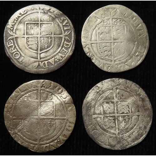 450 - Elizabeth I hammered silver Sixpences (4): 1561 mm. pheon, small bust, 2.38g, S.2561, straightened n... 