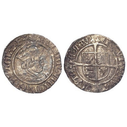 475 - Henry VIII silver Halfgroat mm. rose/lis(?), S.2341, 1.17g, GF