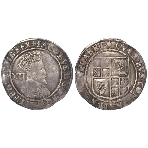 482 - James I silver Shilling mm. lis (1604-5) S.2654, 5.88g, GF