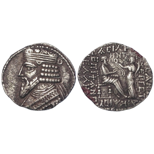 488 - Parthia, Gotarzes II AR tetdrachm year 358 = 46 AD, month not clear (off flan) probably July. Sellwo... 