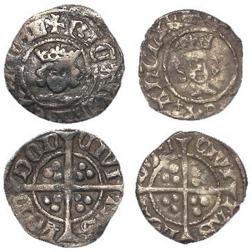 491 - Richard II silver minors (2): Halfpenny of London, intermediate style, S.1699, 0.50g. Slightly doubl... 