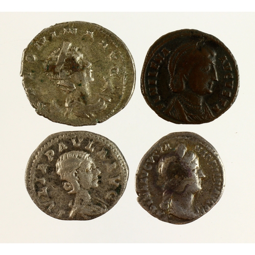 496 - Roman Imperial (4) empresses silver bronze and billon, including Sabina, Julia Paula, Salonina and H... 