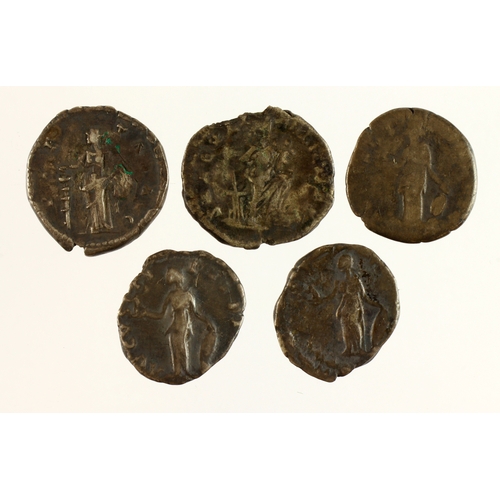 498 - Roman Imperial (5) Denarii of empresses, Fair-GF