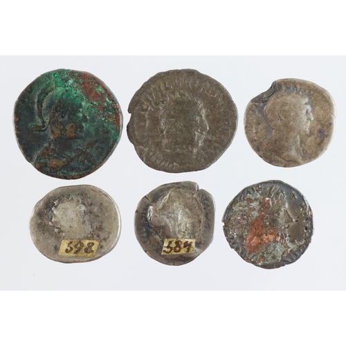 499 - Roman Imperial (6) assortment of Denarii and bronze/billon, mixed grade, some with old museum number... 