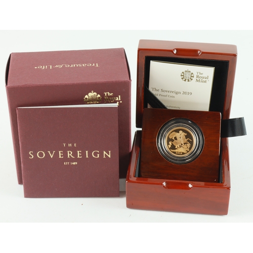 50 - Sovereign 2019 Proof FDC cased with certs, box and packaging.