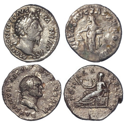 506 - Roman Imperial silver Denarii (2): Marcus Aurelius, Rome 166 AD, Pietas sacrificing over altar l. re... 