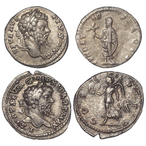 507 - Roman Imperial silver Denarii of Septimius Severus (2): Rome 201 AD, emperor veiled and togate std. ... 