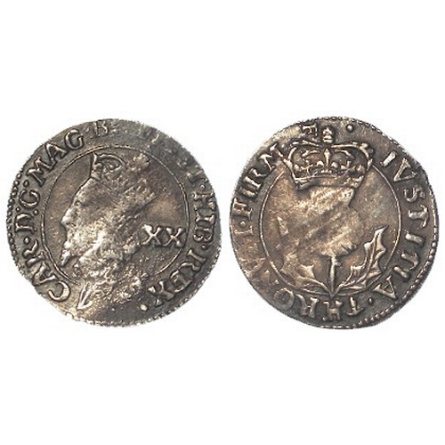 527 - Scotland, Charles I silver 20-pence, S.5588, 0.76g, GF