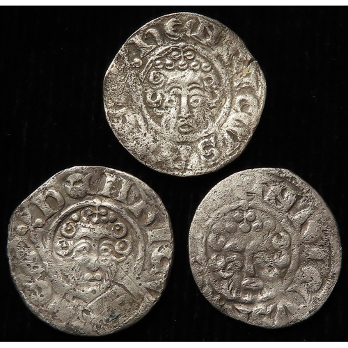 528 - Short Cross silver Pennies of Henry III (3): Class 7a2, London mint, moneyer Abel, 1.24g, S.1356A, F... 