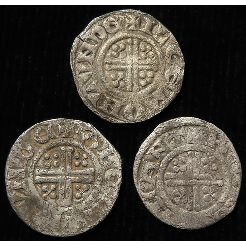 528 - Short Cross silver Pennies of Henry III (3): Class 7a2, London mint, moneyer Abel, 1.24g, S.1356A, F... 