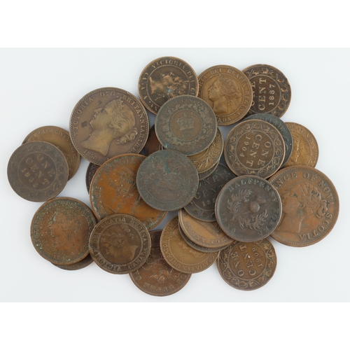 549 - Canada (27) 19th-20thC copper & bronze coins and tokens, mixed grade.