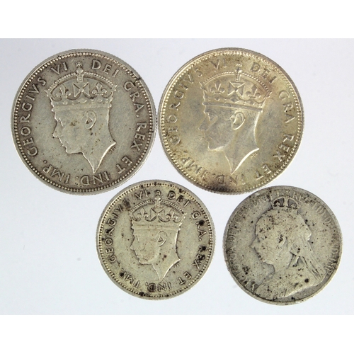 559 - Cyprus (4) silver: 2x Nine Piastres: 1938 GVF & 1940 GEF; 2x 4&1/2 Piastres: 1901 Fair, and 1938 VF.