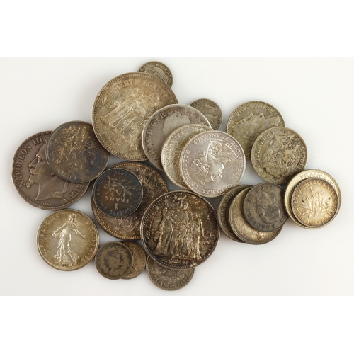 565 - France (24) silver coins, 18th-20thC including crown-size, mixed grade, high grade noted.