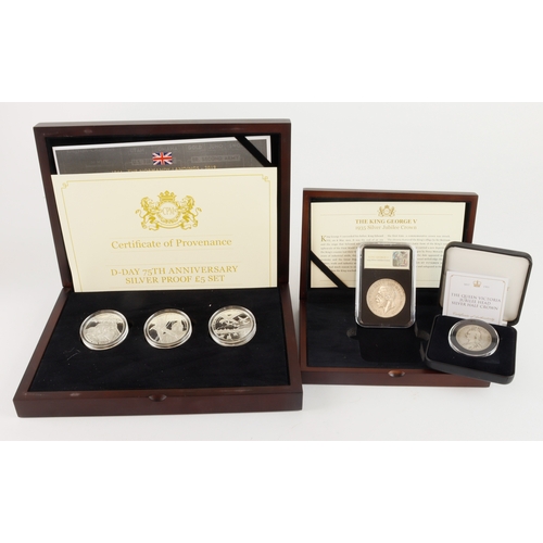 573 - GB & Guernsey (5) silver coins: A set by CPM: D-Day 75th Anniversary comprised of 3x Guernsey sterli... 