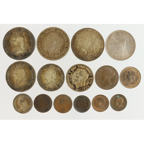 588 - GB Coins (15): Crowns: 1890 VG, 1935 x2 GVF & EF; Double-Florins: 1888 Fair, 1889 GVF; Halfcrowns: 1... 