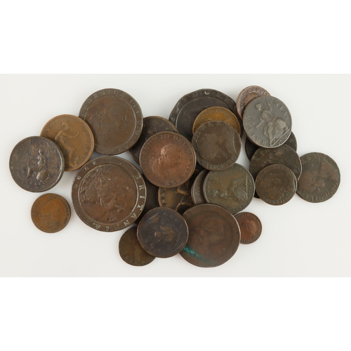 597 - GB Copper & Bronze (25) 17th-19thC assortment, mixed grade.