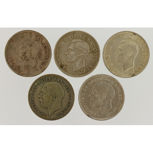 605 - GB Crowns (5): 2x 1935 VF and GEF, and 3x 1937 EF