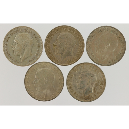 606 - GB Crowns (5): 4x 1935, and 1x 1937; nVF-GEF