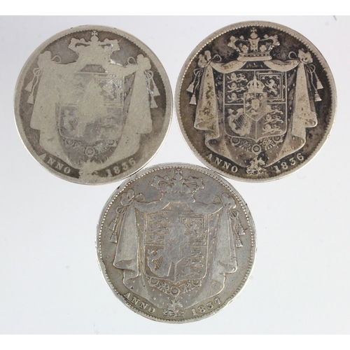 626 - GB Halfcrowns (3) William IV: 1836 x2 and 1837, Fair-Fine.