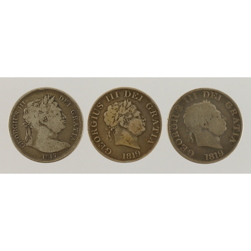 627 - GB Halfcrowns (3): 1817 