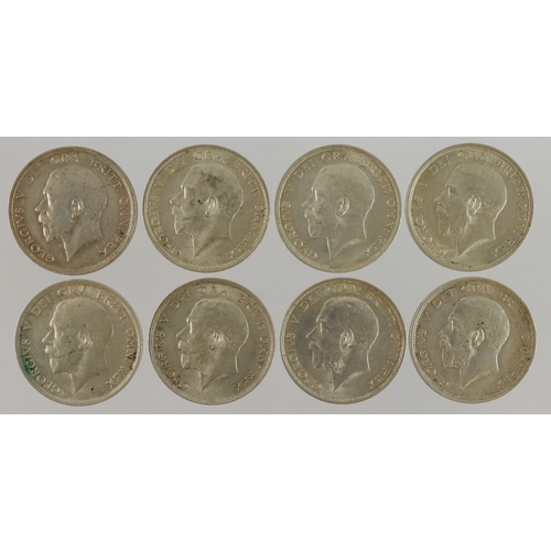 630 - GB Halfcrowns (8) George V silver 1914-16, VF-EF