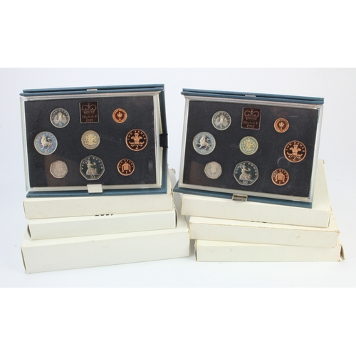 659 - GB Proof Sets (6): 4x 1983 standard nFDC (toned) cased with certs and packaging; 1997 standard aFDC ... 