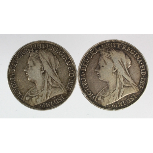 85 - Crowns (2): 1895 LIX GF, and 1896 LIX Fine.