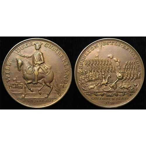 853 - British Commemorative Medal, brass d.42mm: Battle of Culloden 1746, Eimer #605, lightly cleaned GVF