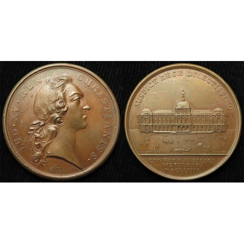 913 - France, Commemorative Medal, bronze d.41mm: Louis XV, Construction of Rouen City Hall 1758 (medal) b... 