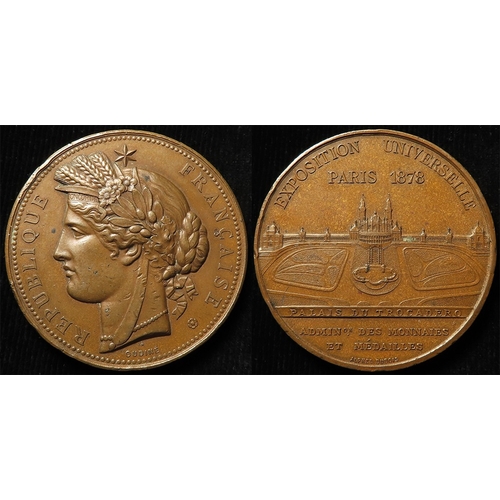 915 - France, Exhibition Medal, bronze d.51mm: Exposition Universelle Paris 1878 (medal) by Oudine, GVF, s... 