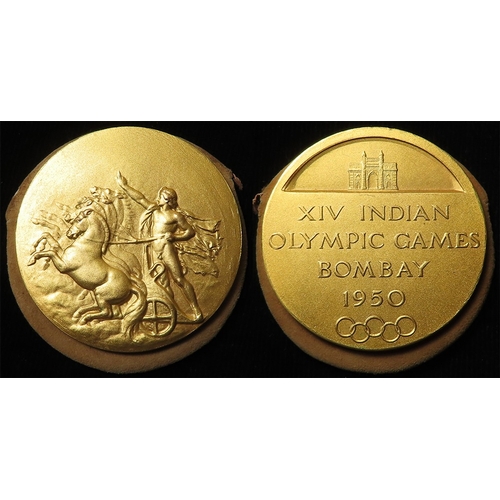 926 - Indian Olympic Games (national games) Bombay 1950, gilt-bronze participation medal d.51mm, high grad... 