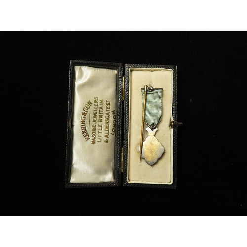 936 - Masonic Miniature Jewel, enamelled unmarked silver for Queen Victoria's Diamond Jubilee 1897, EF wit... 