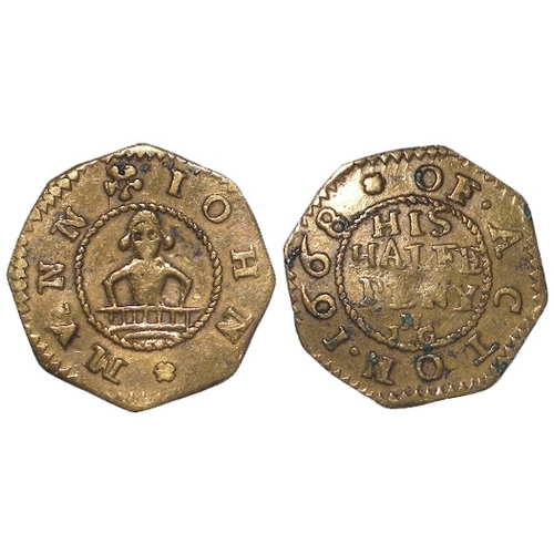 972 - Token, 17thC: Acton, London octagonal Halfpenny of John Mann (chandler) 1668, Midd'x #4, GF.