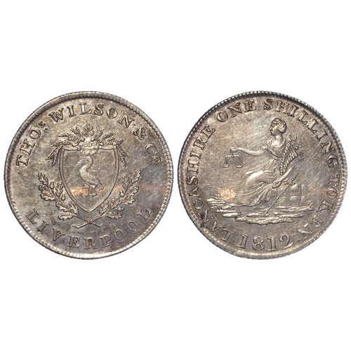 997 - Token, 19thC Lancashire silver: Liverpool, T. Wilson & Co. Shilling 1812, #2, nEF.