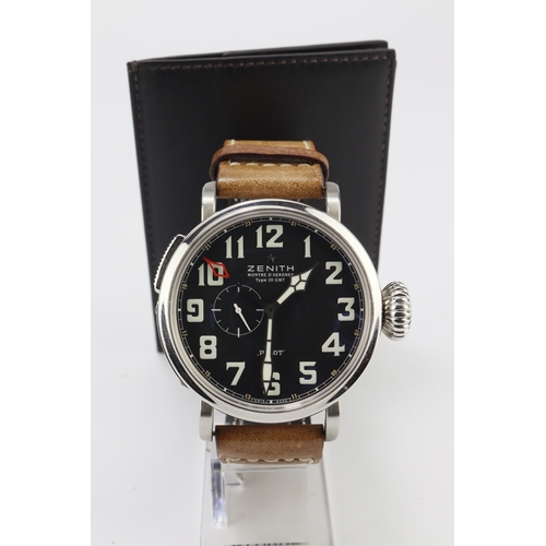 223 - Zenith Pilot Aeronef stainless steel gents automatic wristwatch, ref. 03.2430.693, 2016 card. The bl... 