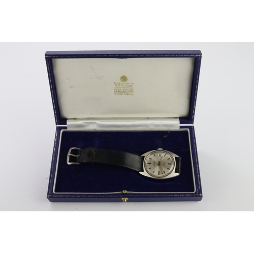 230 - Gents stainless steel Garrard 25 automatic wristwatch, circa 1970s. The silvered dial with baton mar... 