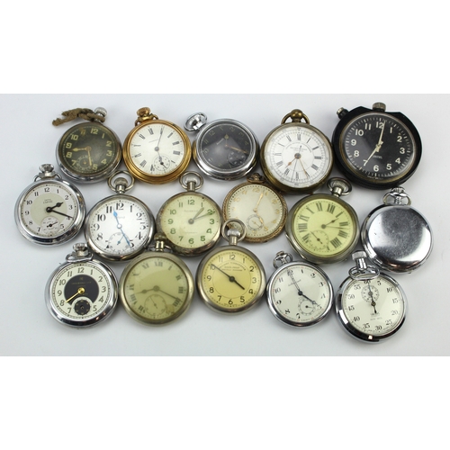 303 - Assortment of sixteen nickel cased / base metal gents pocket watches, various makers. AF