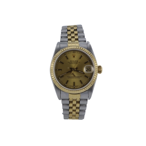 1 - Rolex Oyster Perpetual Datejust 31 stainless steel and gold cased mid-size wristwatch, ref. 68273, s... 