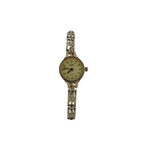 108 - Ladies 9ct cased Rotary quartz wristwatch, purchased 1987. The gilt dial with baton markers, 9ct gol... 