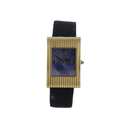 114 - Boucheron Reflet 18ct yellow gold cased gents quartz wristwatch. The mother of pearl dial with gilt ... 