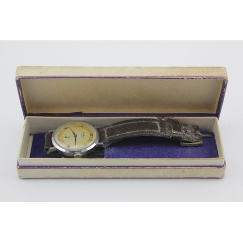 115 - Gents stainless steel cased J.W.Benson manual wind wristwatch, purchased 1956. The silvered dial wit... 