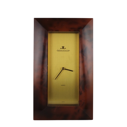 116 - Jaeger-LeCoultre rectangular quartz desk clock, brass and wood effect, the movement numbered '170278... 