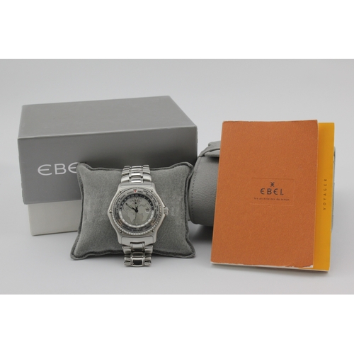 122 - Ebel Voyager world time automatic stainless steel gents wristwatch, ref. E9124341, serial. 34518xxx.... 