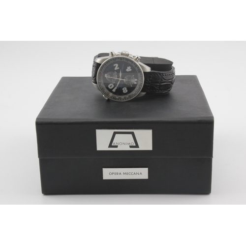 125 - Anonimo Desert Chrono stainless steel gents manual wind wristwatch, ref. 3003. The black dial with A... 