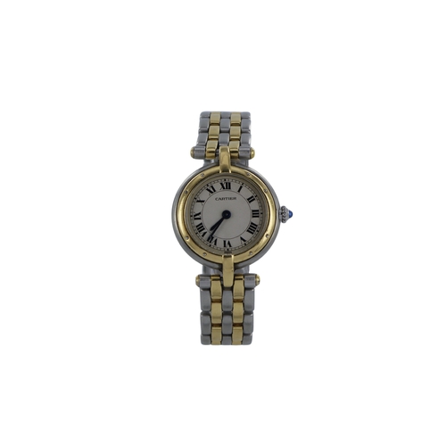 130 - Cartier Panthere Ronde stainless steel and gold ladies quartz wristwatch, ref. 166920, circa 1990s. ... 