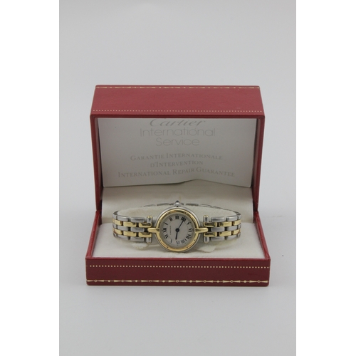 130 - Cartier Panthere Ronde stainless steel and gold ladies quartz wristwatch, ref. 166920, circa 1990s. ... 